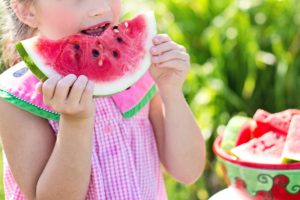 Girl eating watermelon