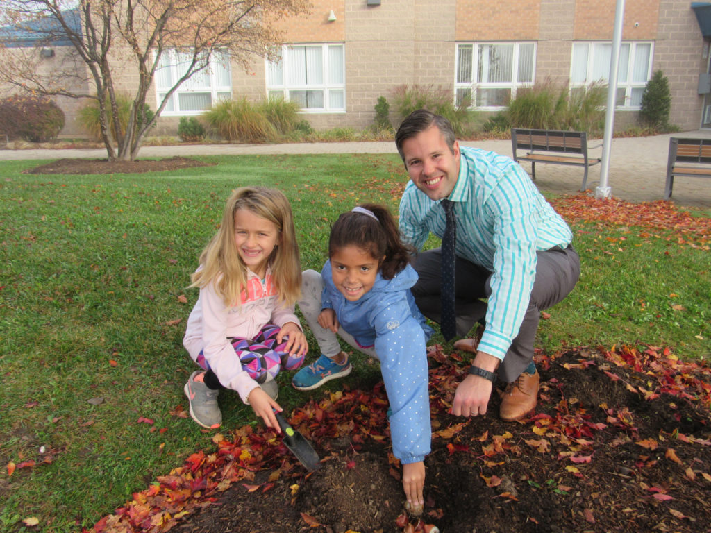 Mr. Lussier with kids